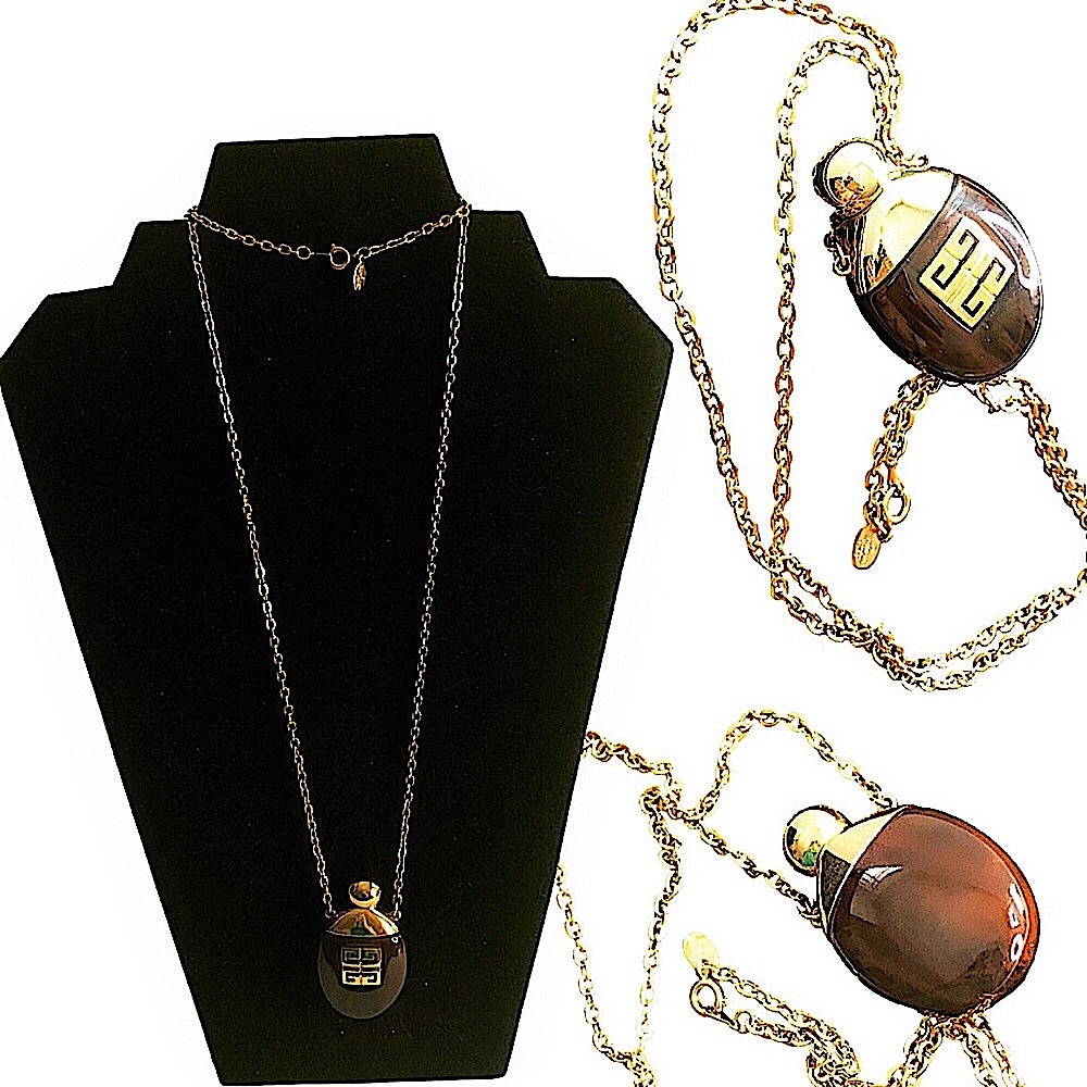 Givenchy (1978) Perfume Bottle Charmed Necklace “Mint”